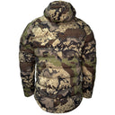 Camo puffy jacket for hunting back caza full zip hooded