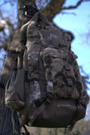 PNUMA HIGHPOINT TREESTAND PACK, a great camo hunting backpack built scent free and fleece lined for stealthy hunts to keep you quiet.
