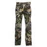 Pnuma Outdoors Waypoint pants featuring waterproof camo hunting pant design, CAZA camo pattern, windproof softshell fabric with DWR coating, fleece-lined interior for warmth, abrasion-resistant panels on knees and cuffs, and zippered pockets for rugged all-season hunting performance.