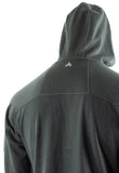 Backside angle view of the merino wool hoodie for men in gray